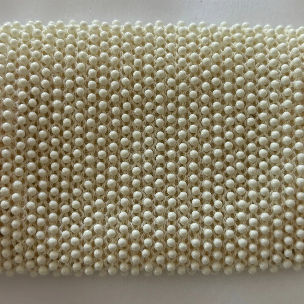 Vintage Lemured Petite Cream Clutch Beaded Bag And Mirror Purse‎